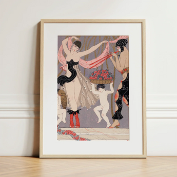 La Danse Des Fleurs - George Barbier 1920s Art Print Art Deco-style Framed Print Central Figure Black Pink Georges Barbier’s Art,