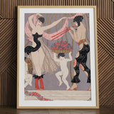 La Danse Des Fleurs - George Barbier 1920s Art Print Art Deco-style Framed Print Two Stylized Figures Black Georges Barbier’s Art,