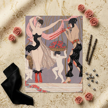 La Danse Des Fleurs - George Barbier 1920s Art Print Art Deco-style Rectangular Print Two Dancers Black Beige Georges Barbier’s Art,