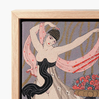 Artistic Canvas Print Stylized Dancer Pink Black Attire Georges Barbier’s Art, Mesmerizing Pochoir, Danse Des Fleurs