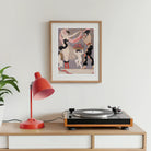 La Danse Des Fleurs - George Barbier 1920s Art Print, Turntable Wooden Surface Red Desk Lamp Framed Art