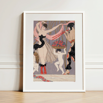 La Danse Des Fleurs - George Barbier 1920s Art Print Art Print White Frame Deco Illustration Figures Pink Georges Barbier’s Art,