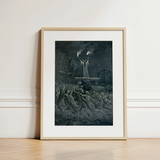 La Danse Du Sabbat - Emile Bayard Art Print / Canvas Framed Black-and-white Dramatic Darkly Illustrated Scene Figures, Horned Officiant