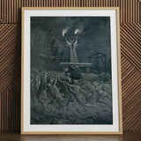 La Danse Du Sabbat - Emile Bayard Art Print / Canvas Framed Black-and-white Dramatic Detailed Central Figure Antlers, Horned Officiant
