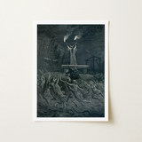 La Danse Du Sabbat - Emile Bayard Art Print / Canvas Black White Framed Detailed Dramatic Scene Figures, Horned Officiant Towers, Prints