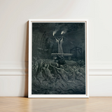 La Danse Du Sabbat - Emile Bayard Art Print / Canvas White-framed Dark Intricate Figure Wings Horns Torches, Horned Officiant Towers, Prints