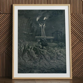 La Danse Du Sabbat - Emile Bayard Art Print / Canvas Framed Dark Art Print Mythical Scene Central Figure Danse Sabbat, Horned Officiant