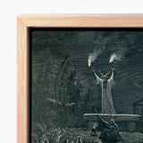 La Danse Du Sabbat - Emile Bayard Art Print / Canvas Framed Wood-framed Artwork Dark Intricate Horned Figure Torches, Officiant Towers,