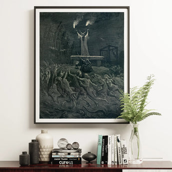 La Danse Du Sabbat - Emile Bayard Art Print, Framed Black White Lithograph Print Classical Illustration