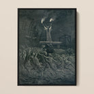 La Danse Du Sabbat - Emile Bayard Framed Canvas, 12x16’’ / 31x41cm / Black Floating Frame, Framed Black White Print Dramatic Scene Central