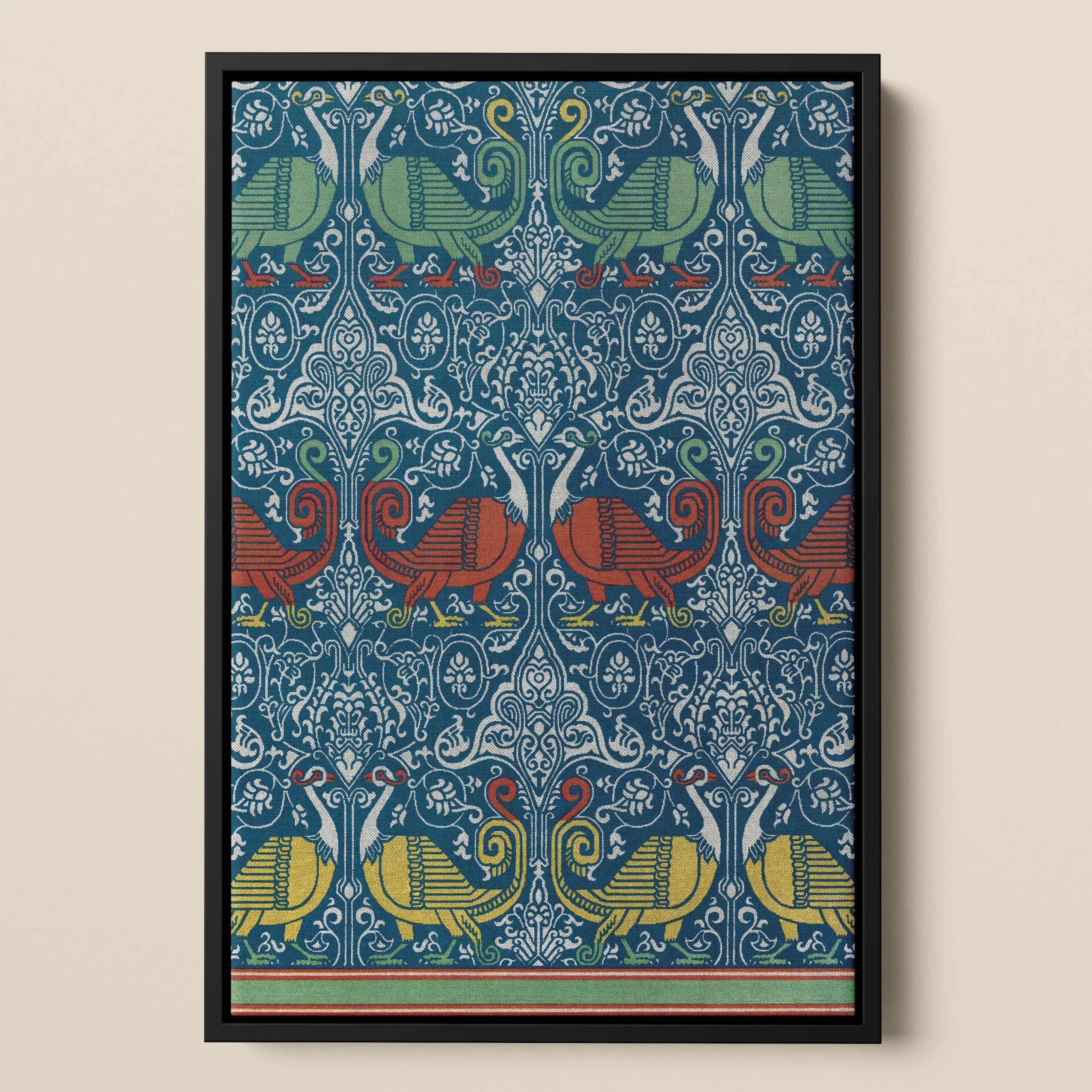 La Decoration Arabe 11 Emile Prisse D’avennes Framed Canvas, Framed Art Print Intricate Symmetrical Pattern Stylized Birds
