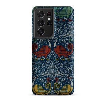 La Decoration Arabe 11 - Emile Prisse D’avennes Samsung Case, Galaxy S21 Ultra / Matte, Phone Case Dark Blue Background Pattern Stylized Red