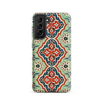 La Decoration Arabe 21 - Emile Prisse D’avennes Samsung Case, Galaxy S21 / Matte, Smartphone Case Red Blue Light Green Intricate Floral