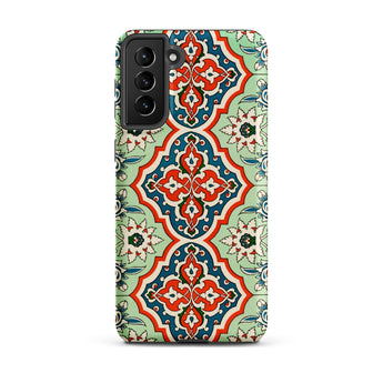 La Decoration Arabe 21 - Emile Prisse D’avennes Samsung Case, Galaxy S21 Plus / Matte, Phone Case Ornamental Pattern Teal Red Cream Colors