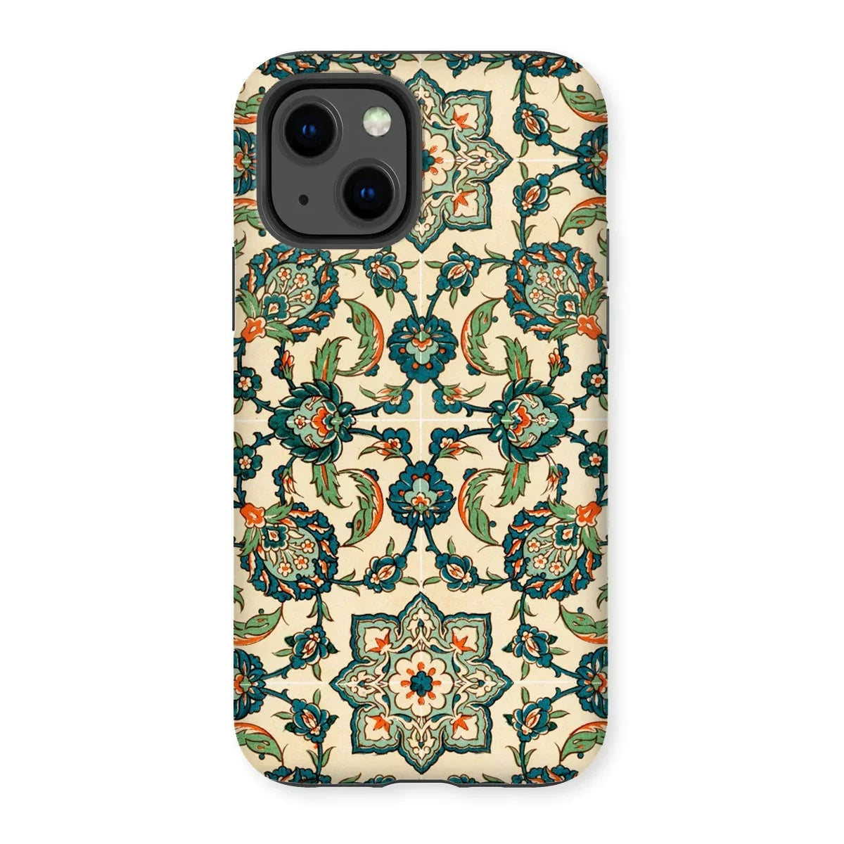 La Decoration Arabe 23 - Emile Prisse D’avennes Iphone Case, 13 / Matte, Ornate Floral Patterned Phone Case Teal Green Orange
