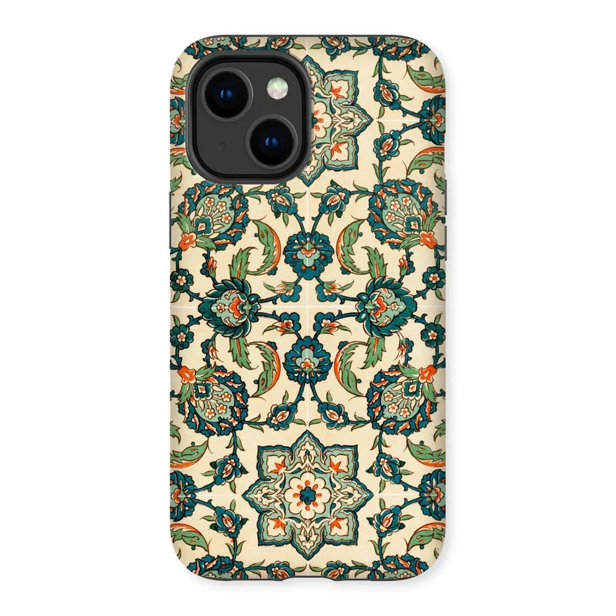 La Decoration Arabe 23 - Emile Prisse D’avennes Iphone Case, 14 Plus / Matte, Ornate Floral Patterned Phone Case Teal Orange Cream