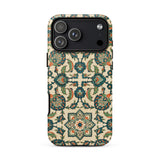 La Decoration Arabe 23 - Emile Prisse D’avennes Phone Case Iphone 17 Pro Max / Matte Beige Teal Floral Patterned Phone Case Textured Finish