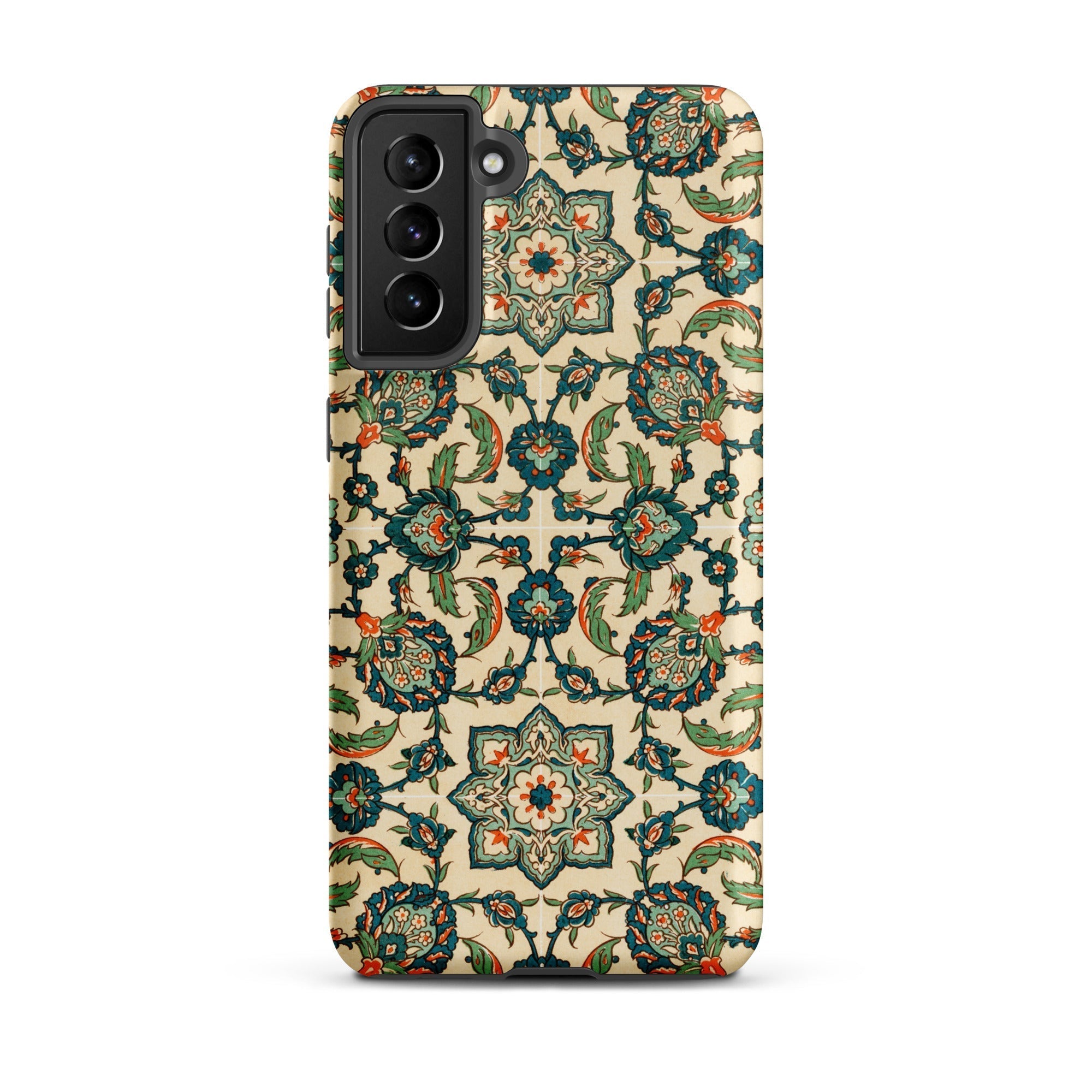 La Decoration Arabe 23 Emile Prisse D’avennes Samsung Case, Galaxy S21 Plus / Matte, Smartphone Case Teal Green Orange Floral Geometric