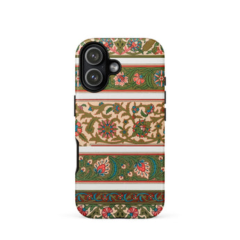 La Decoration Arabe 32 - Emile Prisse D’avennes Art Phone Case Iphone 17 / Matte Vintage Floral Iphone Case Green Brown Stripes Durable