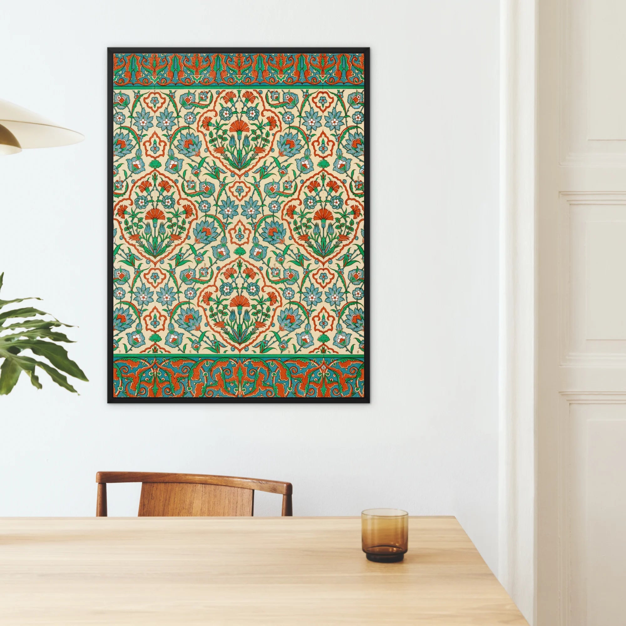 La Decoration Arabe 33 - Emile Prisse D’avennes Framed Canvas, Framed Decorative Print Ornate Floral Geometric Pattern Green