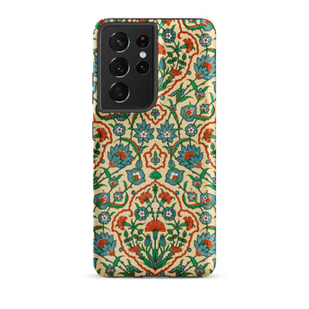 La Decoration Arabe 33 - Emile Prisse D’avennes Samsung Case, Galaxy S21 Ultra / Matte, Smartphone Case Beige Background Patterned Blue Red