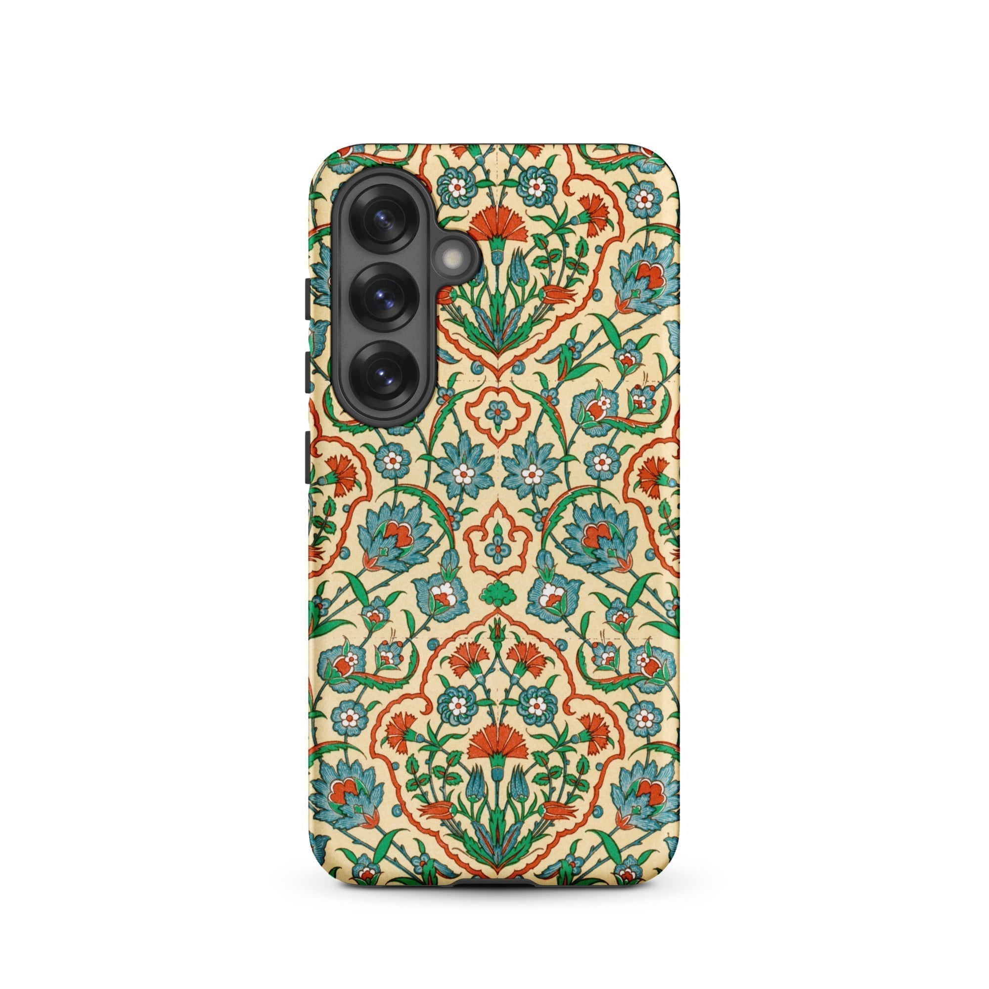 La Decoration Arabe 33 Emile Prisse D’avennes Samsung Case, Galaxy S25 / Matte, Smartphone Case Intricate Floral Leaf Pattern Teal Red