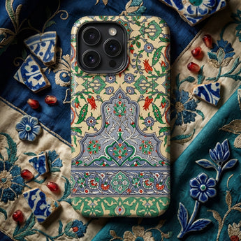 La Decoration Arabe 36 - Emile Prisse D’avennes Art Phone Case Cream-colored Phone Case Adorned Intricate Blue Green Red émile Prisse
