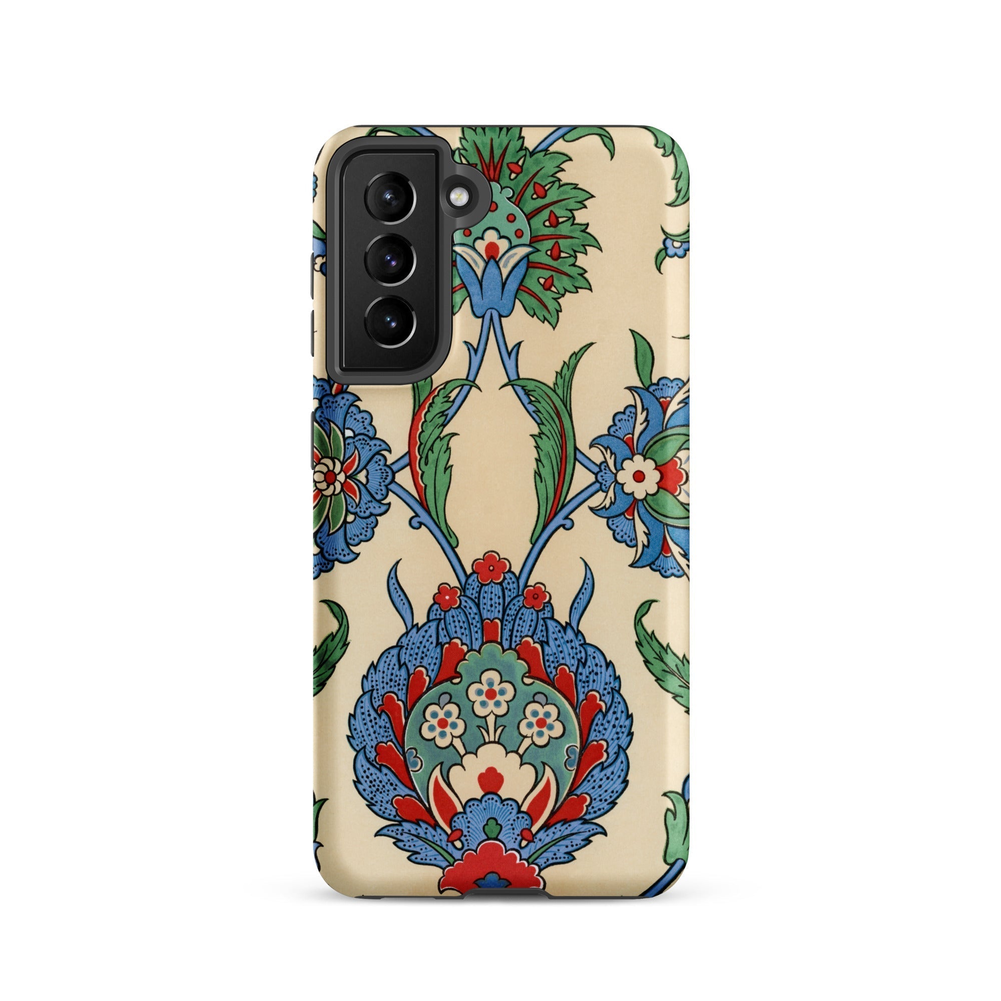 La Decoration Arabe 51 Emile Prisse D’avennes Art Samsung Case, Galaxy S21 / Matte, Smartphone Case Cream Background Pattern Stylized Blue