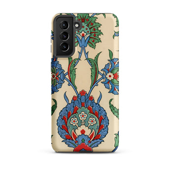 La Decoration Arabe 51 - Emile Prisse D’avennes Art Samsung Case, Galaxy S21 Plus / Matte, Phone Case Intricate Floral Leaf Pattern Blue Red