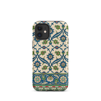 La Decoration Arabe 52 - Emile Prisse D’avennes Phone Case Iphone 12 Mini / Matte Phone Case Intricate Blue Green Cream Floral Tile émile