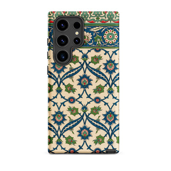 La Decoration Arabe 52 - Emile Prisse D’avennes Phone Case Samsung Galaxy S24 Ultra / Matte Phone Case Intricate Blue Green Floral Pattern