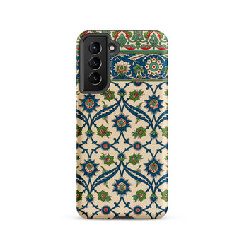 La Decoration Arabe 52 - Emile Prisse D’avennes Samsung Case, Galaxy S21 / Matte, Smartphone Case Ornate Floral Leaf Pattern Blue Green