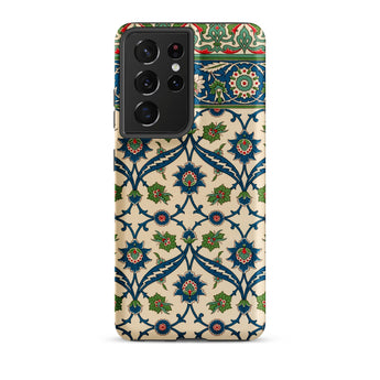 La Decoration Arabe 52 - Emile Prisse D’avennes Samsung Case, Galaxy S21 Ultra / Matte, Smartphone Case Intricate Floral Leaf Pattern Blue