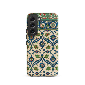 La Decoration Arabe 52 - Emile Prisse D’avennes Samsung Case, Galaxy S22 / Matte, Smartphone Case Blue Green Floral Pattern