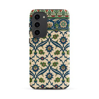 La Decoration Arabe 52 - Emile Prisse D’avennes Samsung Case, Galaxy S23 Plus / Matte, Smartphone Case Intricate Floral Leaf Pattern Blue