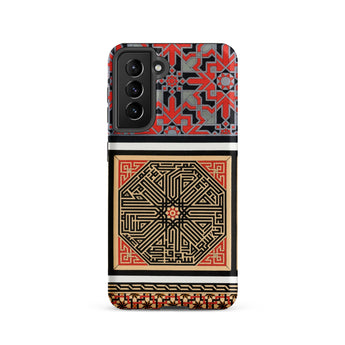 La Decoration Arabe 80 - Emile Prisse D’avennes Art Samsung Case, Galaxy S21 / Matte, Smartphone Case Red Black Gold Geometric Pattern