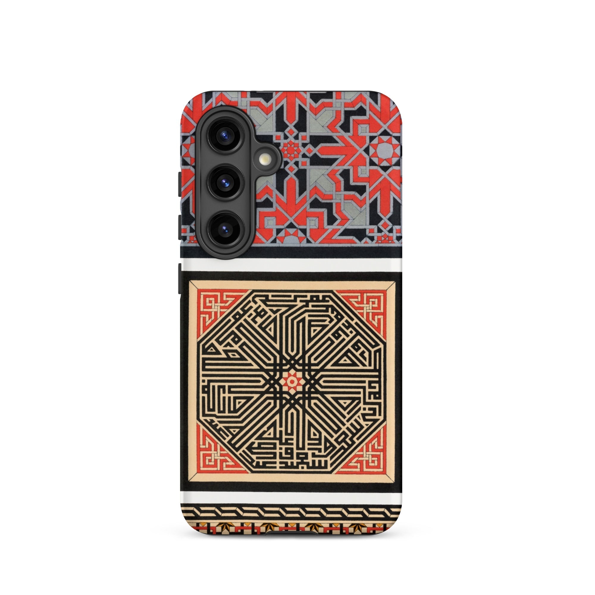 La Decoration Arabe 80 - Emile Prisse D’avennes Art Samsung Case, Galaxy S24 / Matte, Smartphone Case Red Black Geometric Pattern Upper