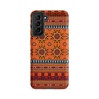 La Decoration Arabe 9 + 10 - Emile Prisse D’avennes Samsung Case, Galaxy S21 Fe / Matte, Orange Phone Case Intricate Geometric Patterns
