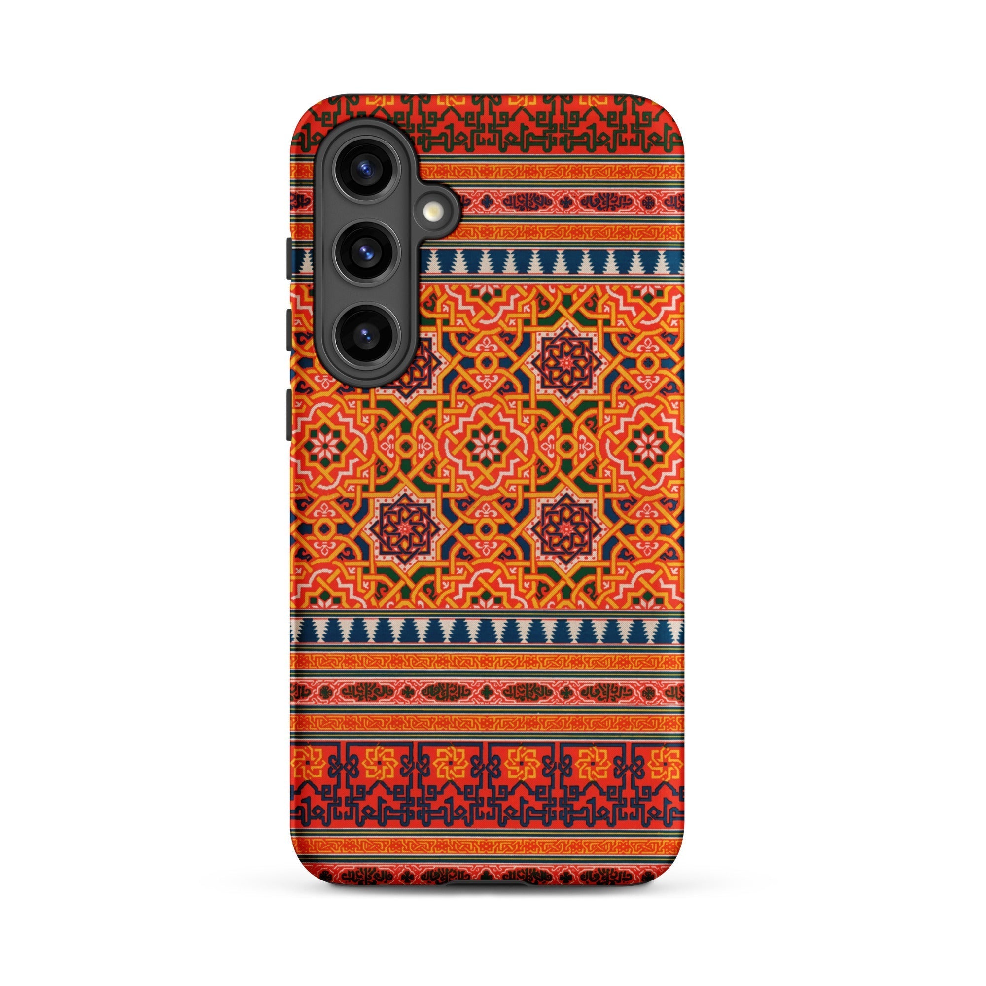 La Decoration Arabe 9 + 10 Emile Prisse D’avennes Samsung Case, Galaxy S24 Plus / Matte, Vibrant Orange Smartphone Case Intricate Geometric