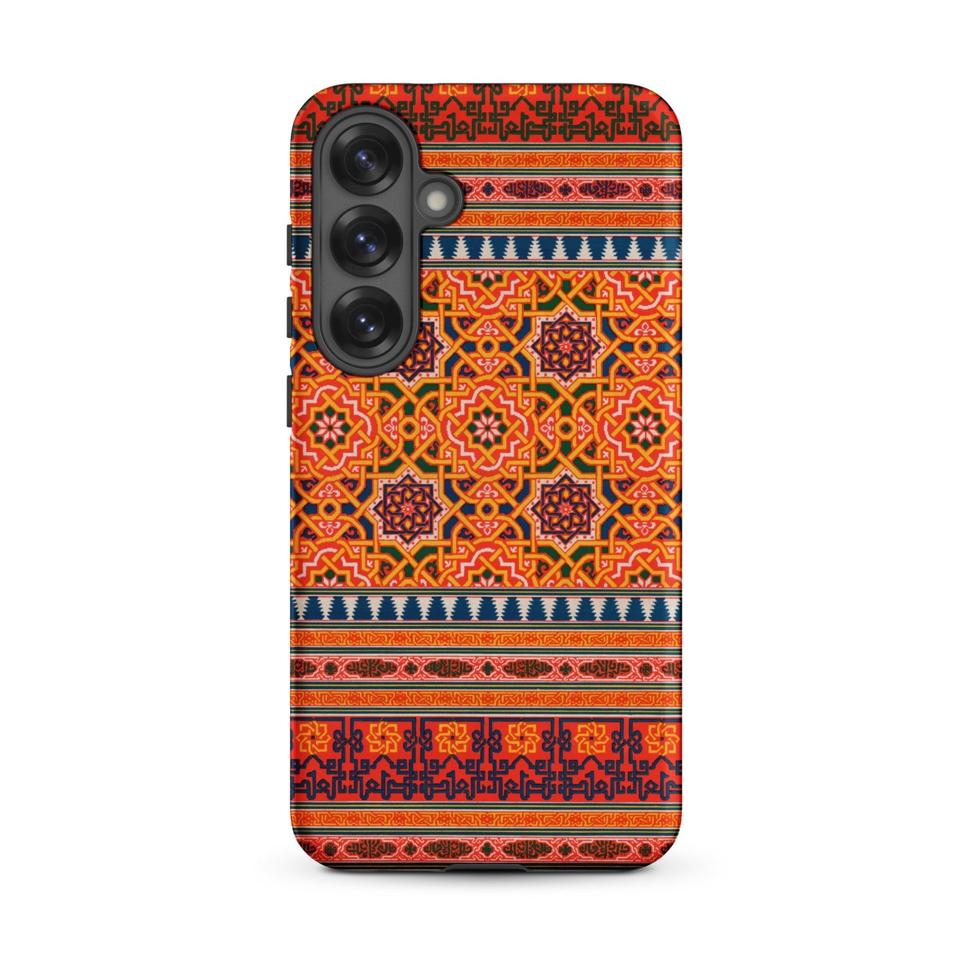 La Decoration Arabe 9 + 10 Emile Prisse D’avennes Samsung Case, Galaxy S25 Plus / Matte, Vibrant Orange Blue Patterned Smartphone Case