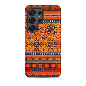 La Decoration Arabe 9 + 10 - Emile Prisse D’avennes Samsung Case, Galaxy S25 Ultra / Matte, Smartphone Case Vibrant Orange Red Geometric