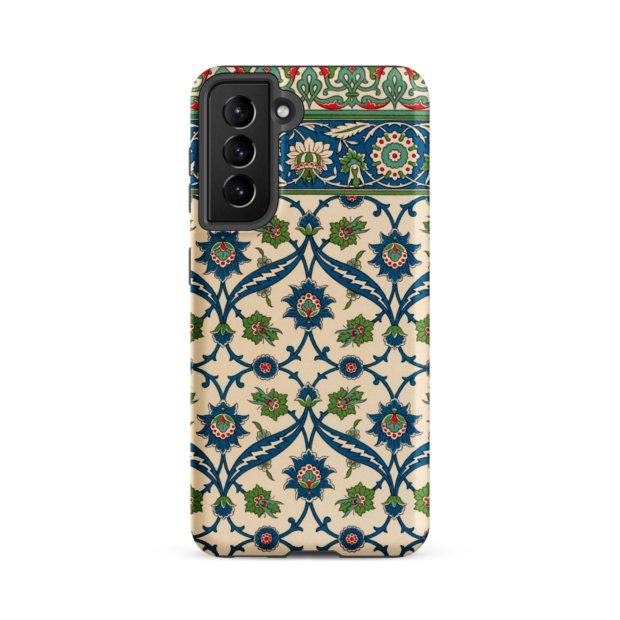 La Decoration Arabe Emile Prisses D’avennes Samsung Case, Galaxy S21 Fe / Matte, Smartphone Case Intricate Floral Leaf Pattern Blue Green