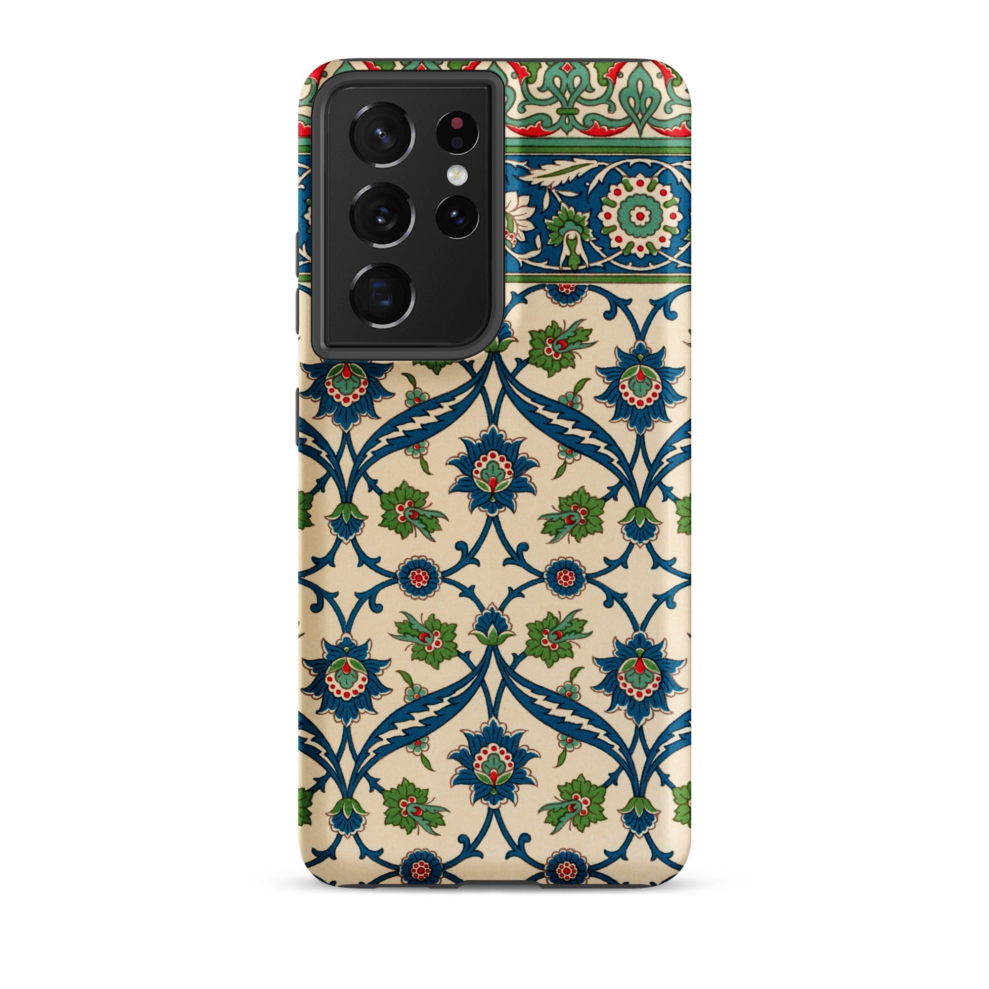 La Decoration Arabe Emile Prisses D’avennes Samsung Case, Galaxy S21 Ultra / Matte, Cream Colored Phone Case Blue Green Floral Pattern