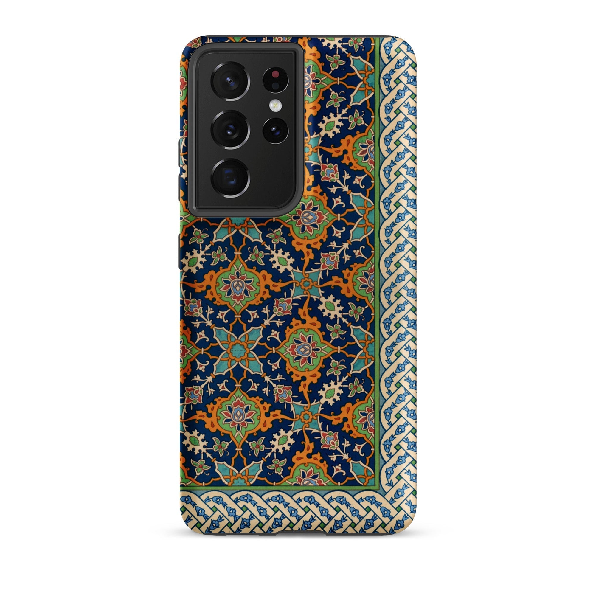 La Decoration Arabe Emile Prisses D’avennes Samsung Case, Galaxy S21 Ultra / Matte, Smartphone Case Dark Blue Orange Floral Pattern Braided
