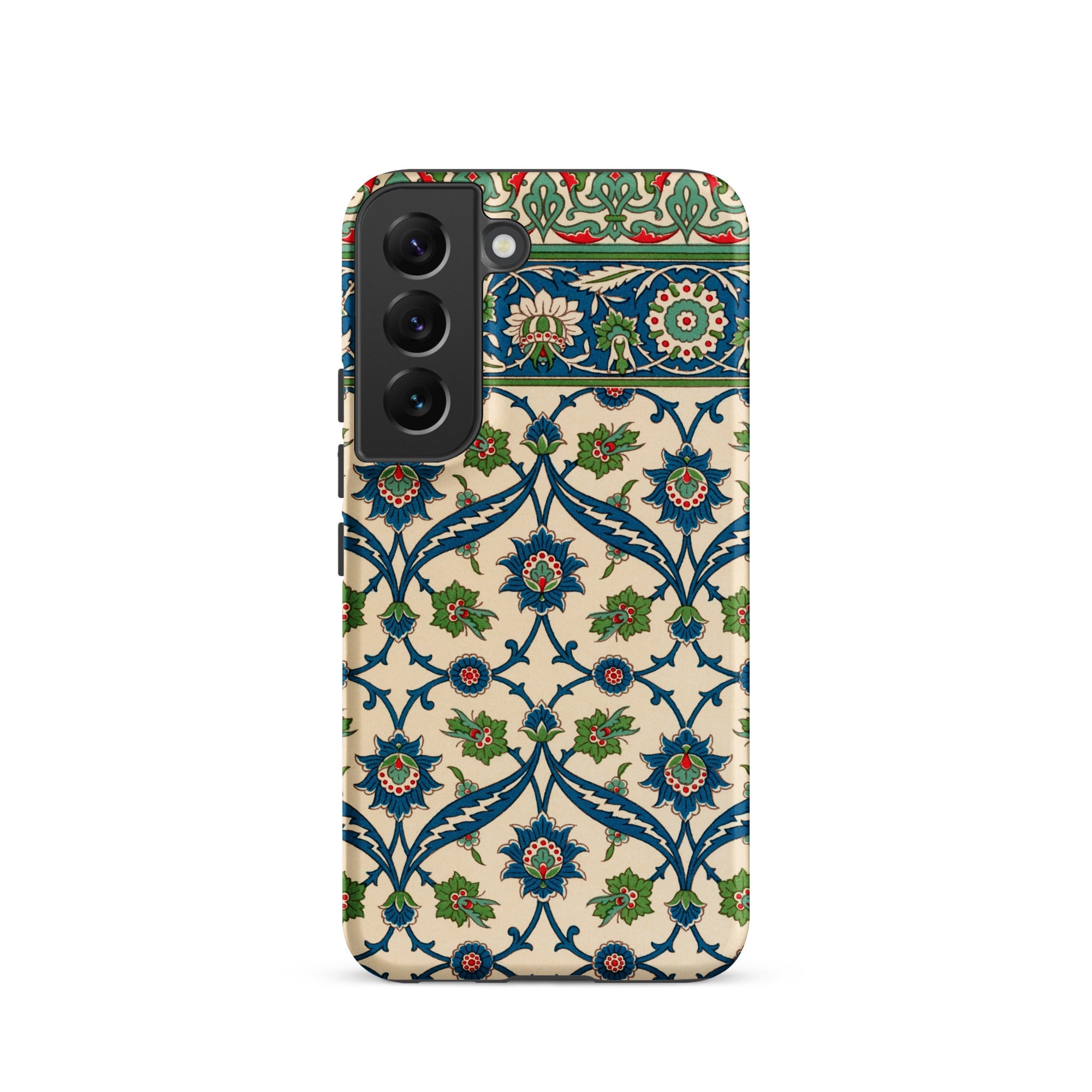 La Decoration Arabe Emile Prisses D’avennes Samsung Case, Galaxy S22 / Matte, Phone Case Camera Cutout Cream Background Pattern Blue