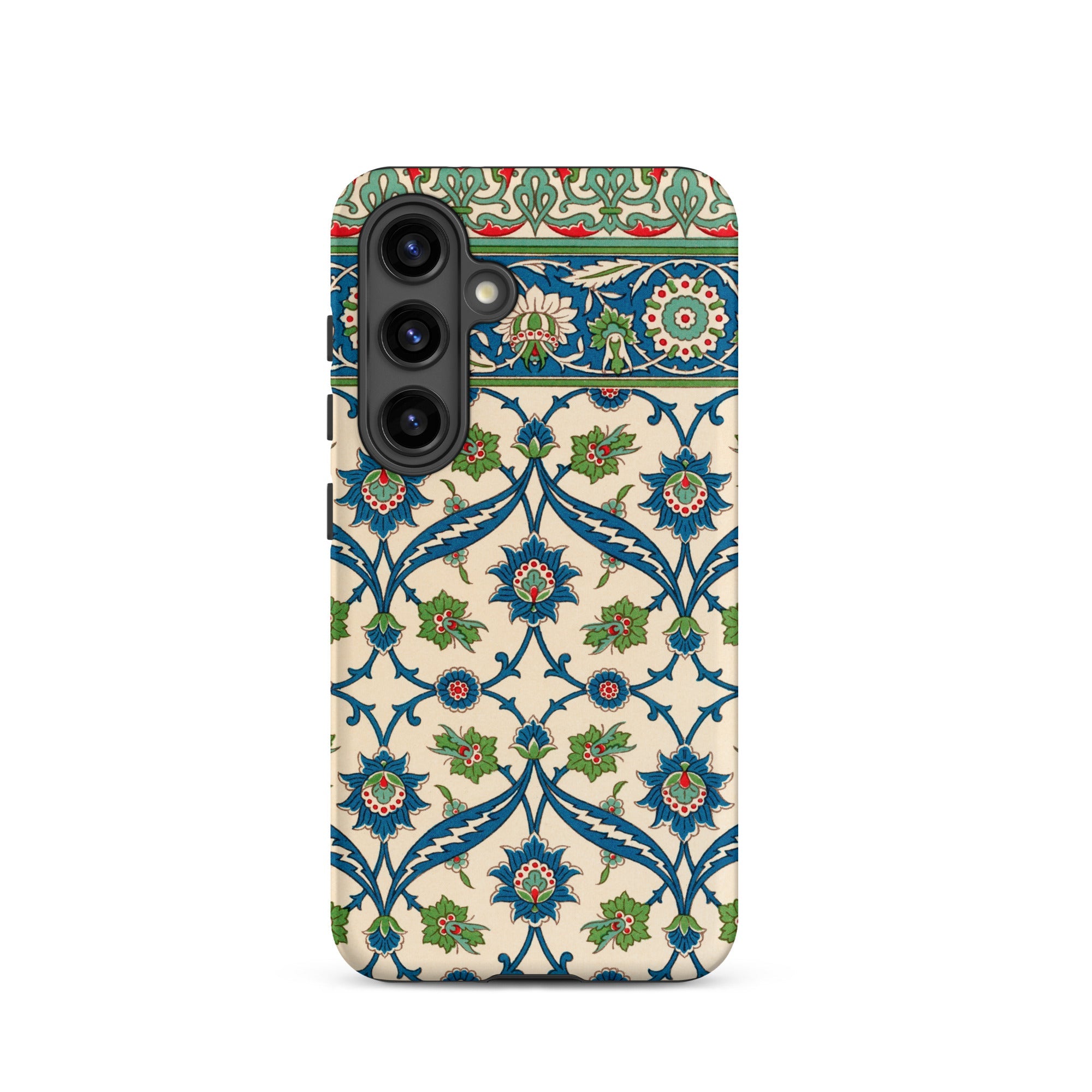 La Decoration Arabe Emile Prisses D’avennes Samsung Case, Galaxy S24 / Matte, White Smartphone Case Intricate Blue Green Floral Pattern