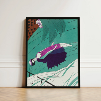 Framed Art Print Stylized Illustration Woman Purple Dark Charles Martin’s ?La Morte D’amour’, Avant-garde Allure, Martin
