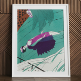 La Morte D’amour - Charles Martin 1920s Art Print / Canvas White-framed Art Print Stylized Illustration Woman Vibrant Purple Charles