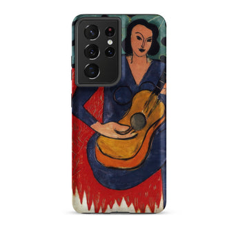 La Musique - Henri Matisse Fauvist Samsung Case, Galaxy S21 Ultra / Matte, Smartphone Case Folk Art-style Painting Woman Guitar