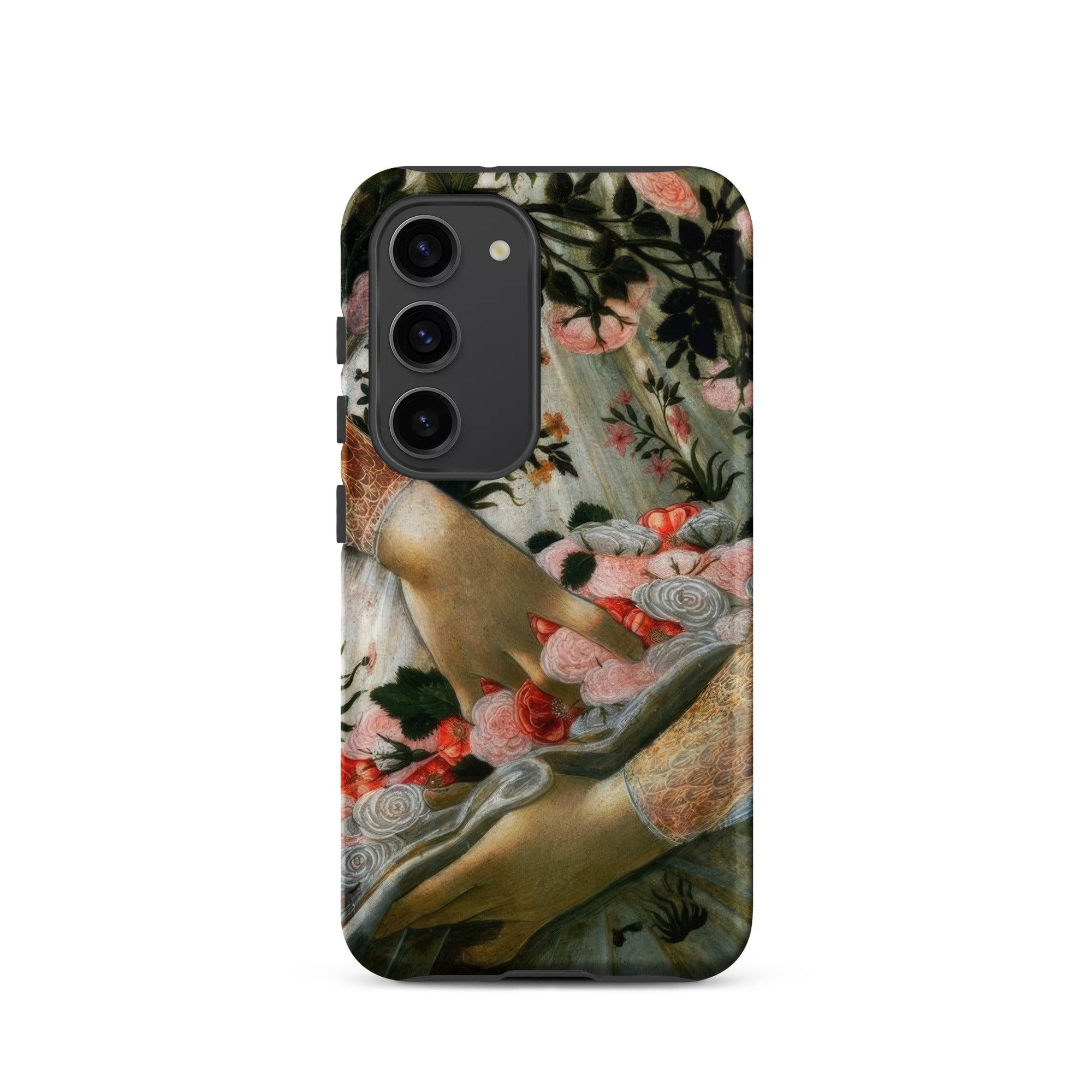 La Primavera Sandro Botticelli Samsung Case, Galaxy S23 / Matte, Smartphone Case Detailed Floral Hand Motif